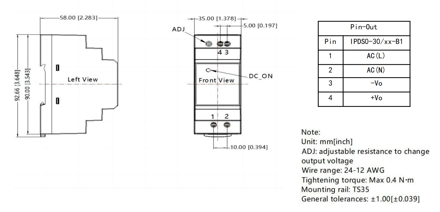 IPDS0-30/xx-B1 Dimensions