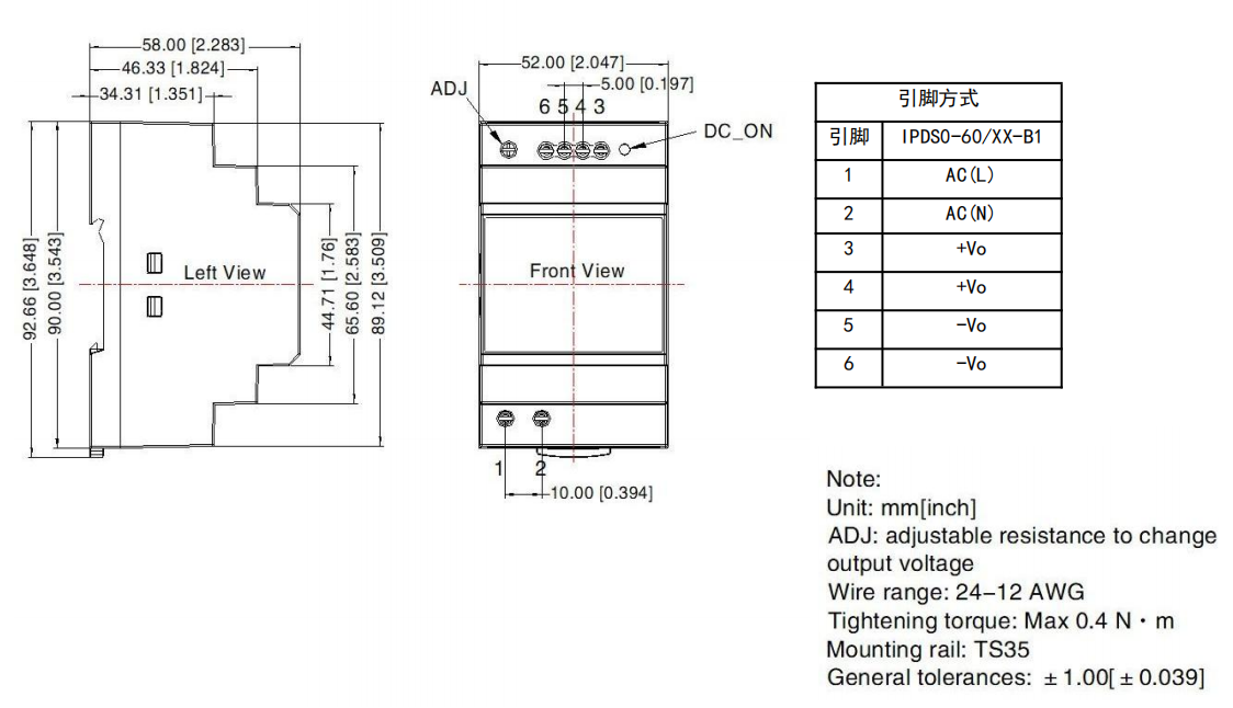 IPDS0-60/xx-B1 Dimensions